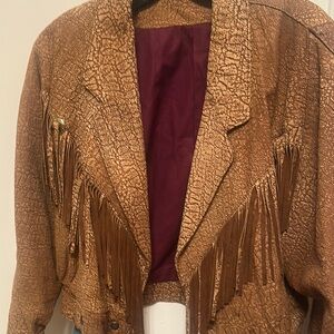 Vintage Western Boho Style Brown Fringe Women's Jacket